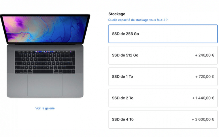 baise prix ssd apple