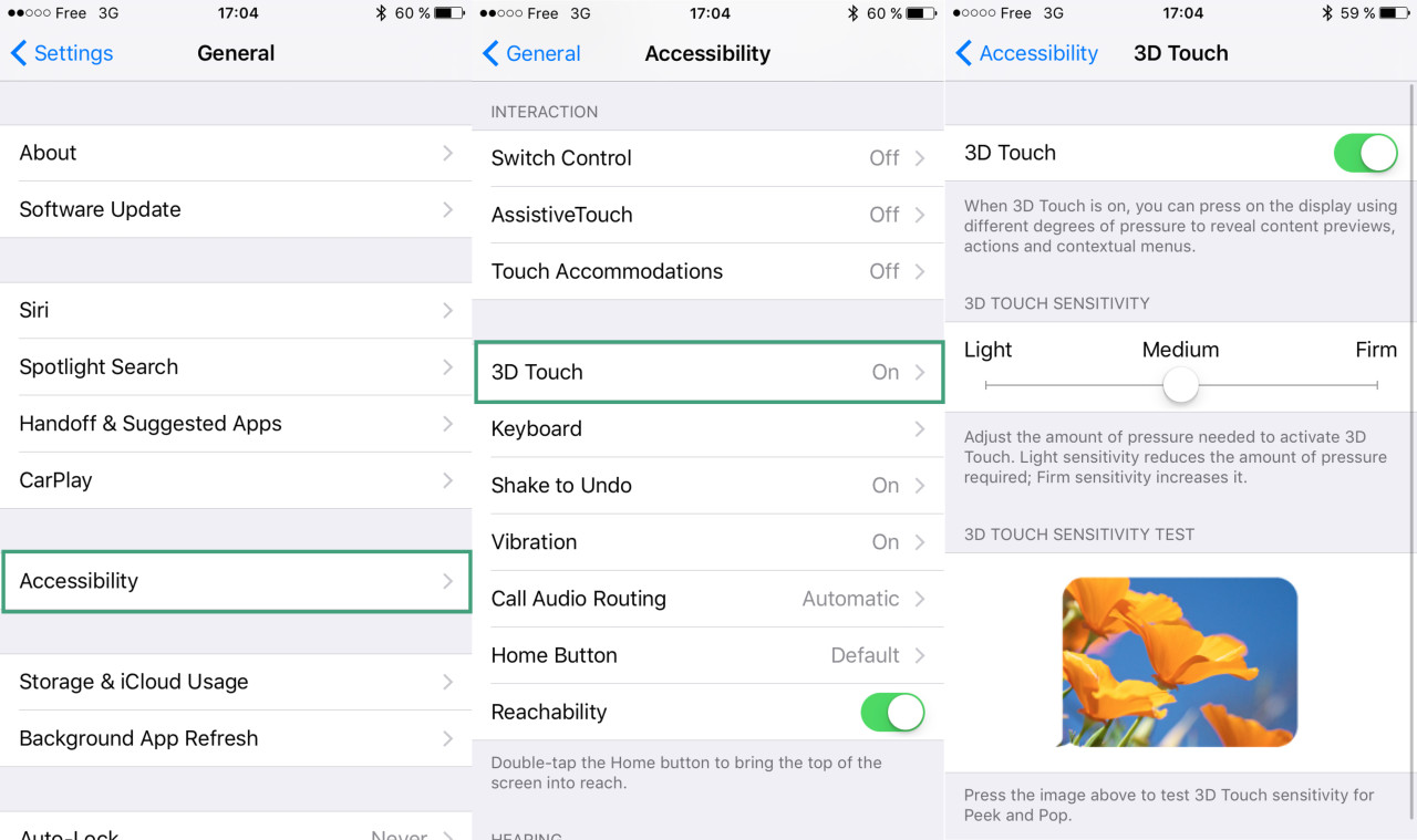 fonction 3d touch iphone