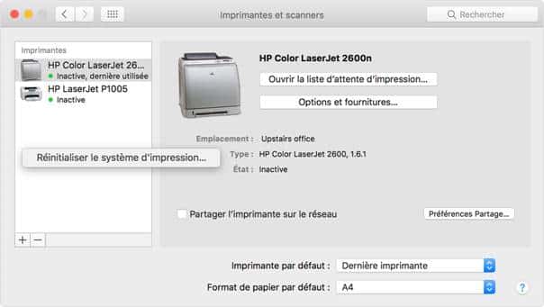 synchroniser son mac à une imprimante
