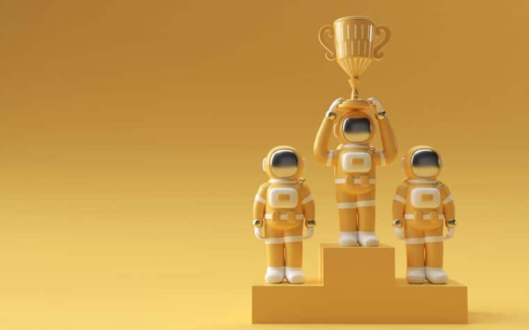Successful Astronaut Got the First Prize Trophy 3D Rendering.