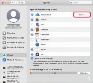 Sélection données iCloud