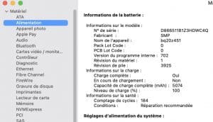 Etat de santé batterie