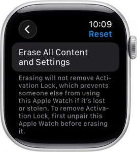 Efface le contenu Apple WAtch