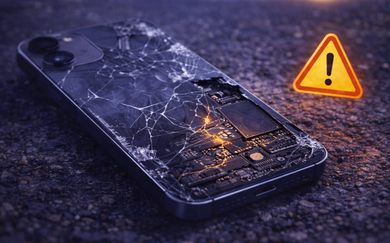 iPhone tombé par terre carte mère
