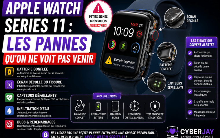 Apple Watch Series 11 pannes fréquentes