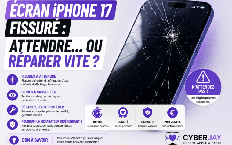 écran iPhone 17 fissuré