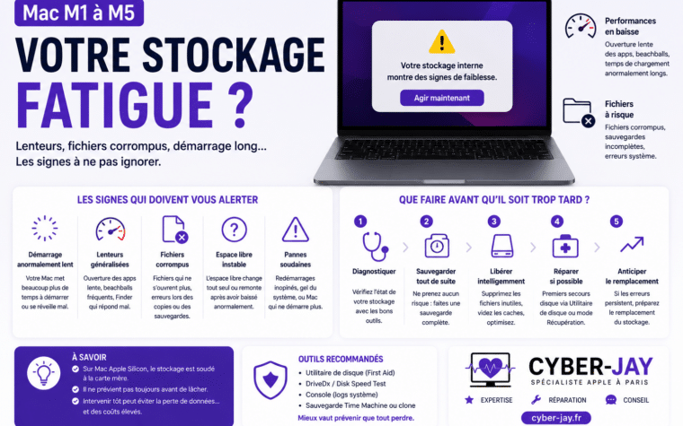 Mac M1 M2 M3 M4 M5 stockage interne lent