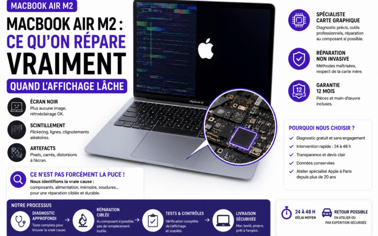 Réparation carte graphique MacBook Air M2