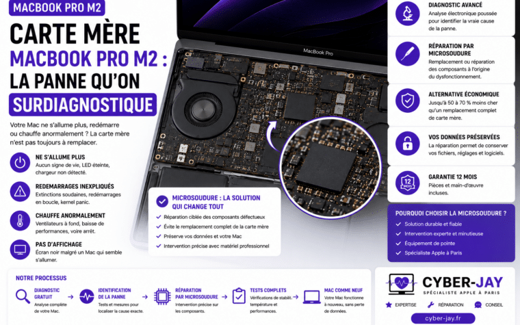 Réparation carte mère MacBook Pro M2