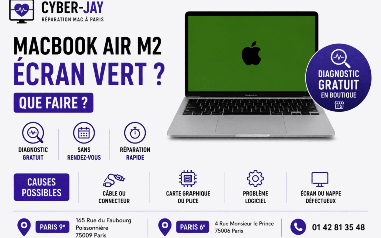 MacBook Air M2 écran vert