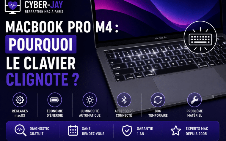 MacBook Pro M4 clavier clignote